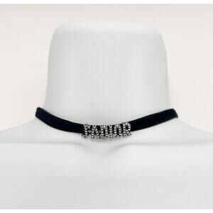 Vintage Y2K Velour Black Dior J’Adior Chocker Necklace Rinestone